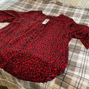 Black & Red Cheetah Print Blouse
